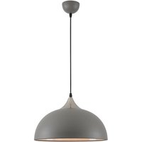 Tetbury 1 Light Ceiling Pendant In Sand Grey, Satin Nickel And White