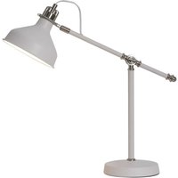 Ryde 1 Light Adjustable Table Lamp In Sand White, Satin Nickel And White