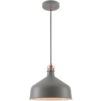 Ryde 1 Light Medium Ceiling Pendant In Sand Grey, Copper And White - Dia: 300mm