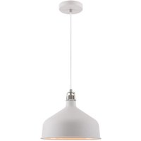 Ryde 1 Light Medium Ceiling Pendant In Sand White, Satin Nickel And White - Dia: 300mm