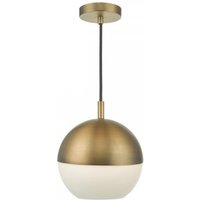 AND0142 Andre 1 Light Ceiling Pendant Light In Aged Brass With Opal Glass