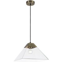 Ewen 1 Light Large Ceiling Pendant In Antique Brass - Length: 300mm