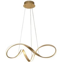 Ashton Medium LED Ceiling Pendant In Sand Gold And Opal White - Length: 760mm