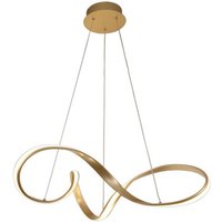 Ashton Large LED Ceiling Pendant In Sand Gold And Opal White - Length: 960mm