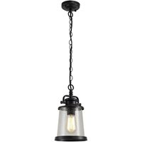 Oslo 1 Light Exterior Ceiling Pendant In Black Gold And Clear Glass