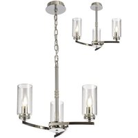 Benz 3 Light Semi Flush Ceiling Light In Polished Nickel With Clear Glass