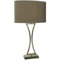 OPO4175 Oporto Table Lamp With Antique Brass Finish And Brown Oval Shade