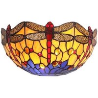 Bokmaal 2 Light Wall Light With Orange, Blue And Black Tiffany Shade