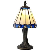 Shadow 1 Light Table Lamp With 300mm Cream, Blue, Black And Gold Shade