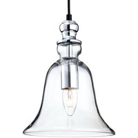 Firstlight Omar 3411CH Chrome and Clear Glass Bell Ceiling Pendant Light