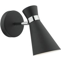 Dar ASH0722 Ashworth 1 Light wall Light In Matt Black And Polished Chrome