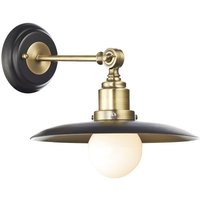 Dar HAN0754 Hannover 1 Light Antique Brass and Black Wall Light