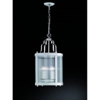L7017 Grosvenor 4 Light Ceiling Lantern Pendant In Chrome With Clear Reeded Glass Panels