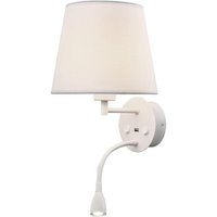 Mantra M6091 Caicos 2 Light LED Switched Wall Light In Matt White With Cream Shade