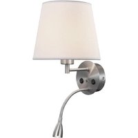 Mantra M6092 Caicos 2 Light LED Switched Wall Light In Satin Nickel With Cream Shade