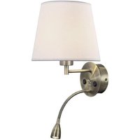 Mantra M6093 Caicos 2 Light LED Switched Wall Light In Antique Brass With Cream Shade