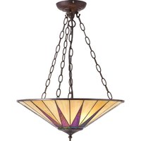 Interiors 1900 70754 Dark Star Tiffany Large 3 Light Inverted Ceiling Pendant Light With Shade