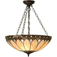 Interiors 1900 63976 Brooklyn Tiffany 3 Light And 3 Chain Large Inverted Ceiling Pendant In Cream