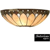 Interiors 1900 63973 Brooklyn Tiiffany 2 Light Large Flush Ceiling Light In Cream