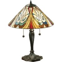 Interiors 1900 64163 Hector Tiffany Medium 2 Light Table Lamp In Bronze With Shade