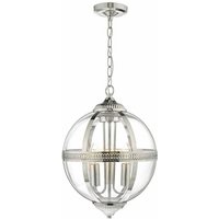 Dar VAN0338 Vanessa 3 Light Ceiling Pendant Light In Polished Nickel