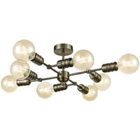 F2407-8 8 Light Semi Flush Ceiling Light In Antique Brass