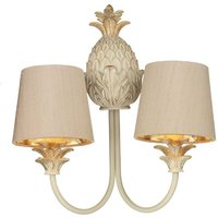 David Hunt Lighting CAB0912+MUR0701-GD Cabana 2 Light Wall Light In Cream/Gold With Shades