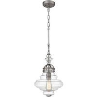 PH179 Ceiling Pendant In Brushed Silver With Decorative Glass Shade