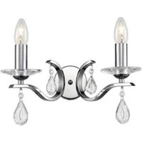 F2403-2 Forum 2 Light Wall Light In Chrome With Crystal Glass Drops