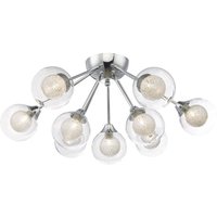 Dar ZEK1350 Zeke Nine Light Semi Flush Ceiling Light With Spun Glass Interior Shades