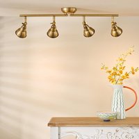 Dar Lighting Nathaniel 4 Light Bar Spotlight In Aged Brass Finish NAT8442