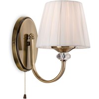 Firstlight 4861AB Langham One Light Wall Light In Antique Brass With Pleated Cream Shade
