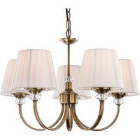 Firstlight 4863AB Langham 5 Light Multi-Arm Ceiling Light In Antique Brass With Pleated Cream Shades
