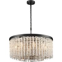 Franklite Coral 8 Light Crystal Ceiling Pendant Light In Matt Black Finish FL2502-8