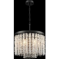 Franklite Coral 6 Light Crystal Ceiling Pendant Light In Matt Black Finish FL2502-6