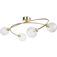 Firstlight 6925BR Atom 4 Light Flush Ceiling Light In Brass With Clear Decorative Glass