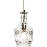 Firstlight 3449CH Decanter One Light Curved Bottle Ceiling Pendant Light In Chrome With Clear Glass