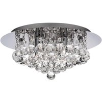 Searchlight 3404-4CC Hanna 4 Light Crystal Flush Ceiling Light In Chrome