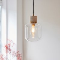 Endon 120658 Travi Ceiling Pendant Light In Vintage Brass With Natural Travertine And Clear Glass
