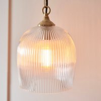 Endon 120625 Ashcroft Ceiling Pendant Light In Brushed Aged Brass With Ribbed Glass