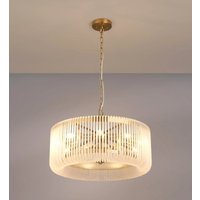 Verne 60 cm Ceiling Pendant / Semi Flush Light In Brass Finish With Frosted Glass