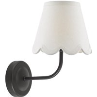 Dar Lighting Navarro Rechargeable LED Wall Light In Matt Black Finish With Scalloped Shade
