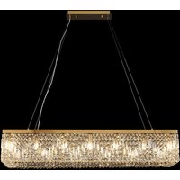 Baden 120 x 37 cm Rectangular Pendant Chandelier In Gold Finish With Crystal Glass