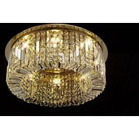 Baden 65 cm Round Flush Chandelier In Gold Finish With Crystal Glass