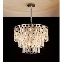 Italica 83 cm 3 Tier Round Pendant In Satin Nickel Finish With Clear Glass