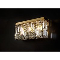Baden 50 x 24 cm Rectangular Large Wall Lamp In Gold Finish With Crystal Glass