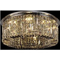 Baden 65 cm Round Flush Chandelier In Polished Chrome Finish With Crystal Glass