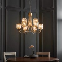 Endon 118934 Berenice 9 Light Tiered Ceiling Pendant Light In Antique Brass Finish With Cut Glass Shades