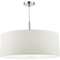 Dar RON172 Ronda 3 Light Pendant With 60CM White Faux Silk Shade