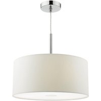 Dar RON102 Ronda 3 Light Pendant Light With 40CM White Faux Silk Shade